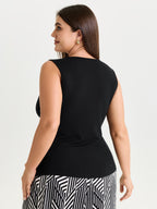 Stretchy Button-Front Tunic Style Top