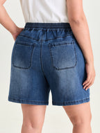 Pull-On Elastic Waist Denim Shorts