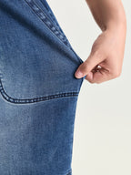 Pull-On Elastic Waist Denim Shorts