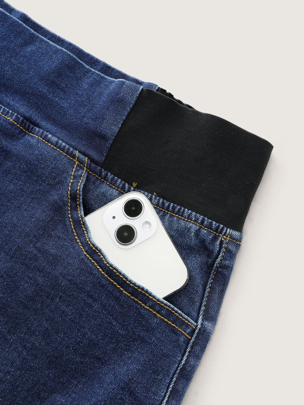 Wide Elastic Waistband Denim Shorts