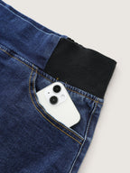 Wide Elastic Waistband Denim Shorts