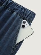 Elastic Drawstring Waistband Wide-Leg Jeans