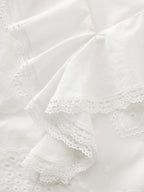 Cotton Cut-Out Lotus Leaf Neckline Blouse