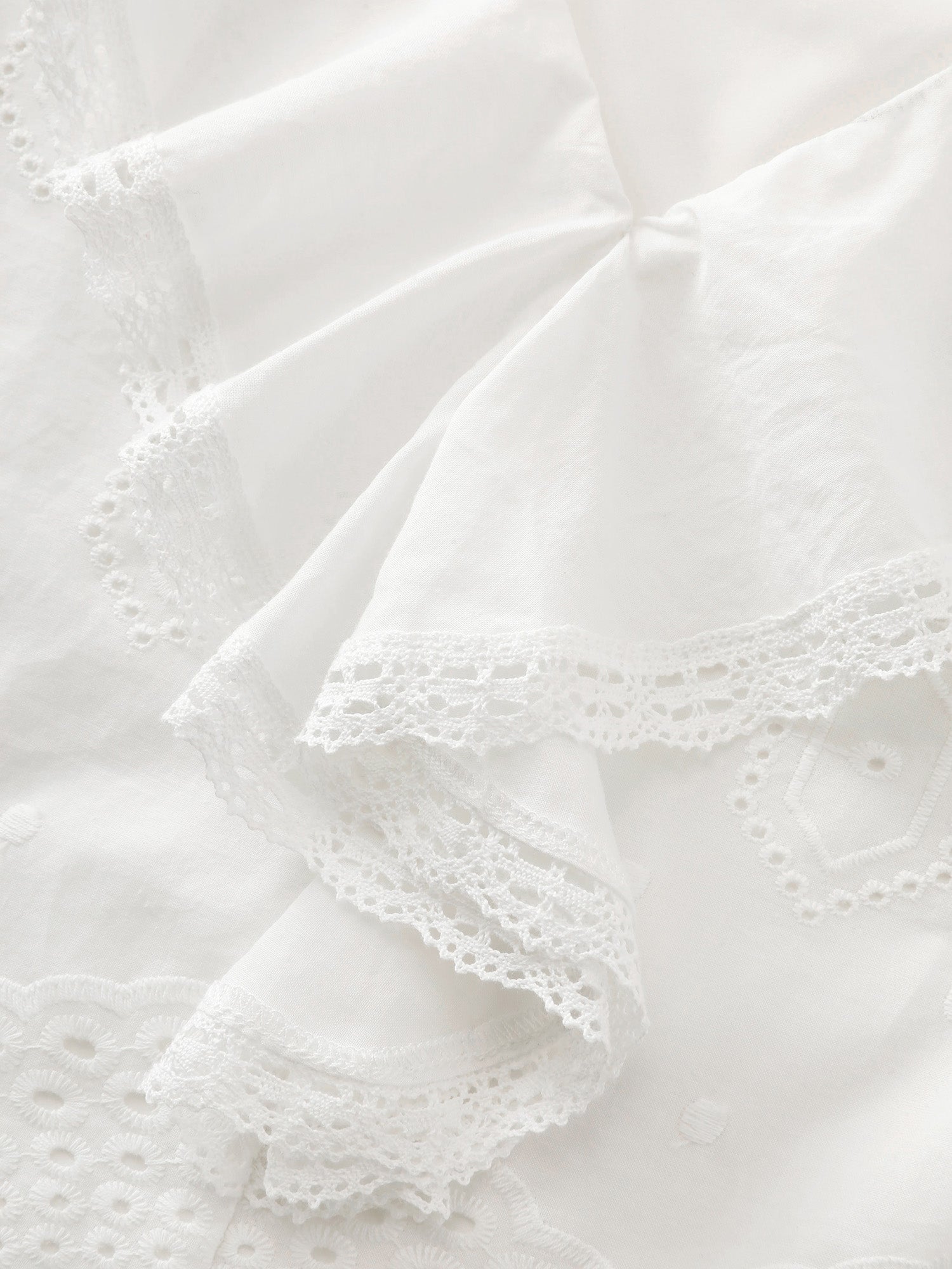Cotton Cut-Out Lotus Leaf Neckline Blouse
