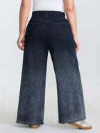 Stretchy Mid Rise Wide Leg Jeans