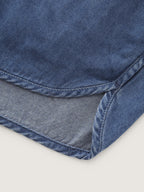 Elastic Waist Drawstring Straight-Fit Denim Shorts