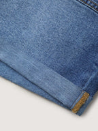 Pull-On Folded Hem High-Rise Denim Shorts