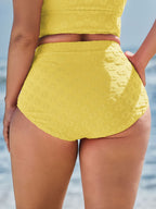 Textured Ruched High-Waisted Bikini Bottoms
