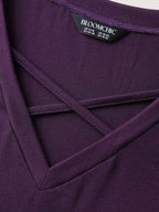Supersoft Drawstring Neckline Ruffled Sleeve Knit Top