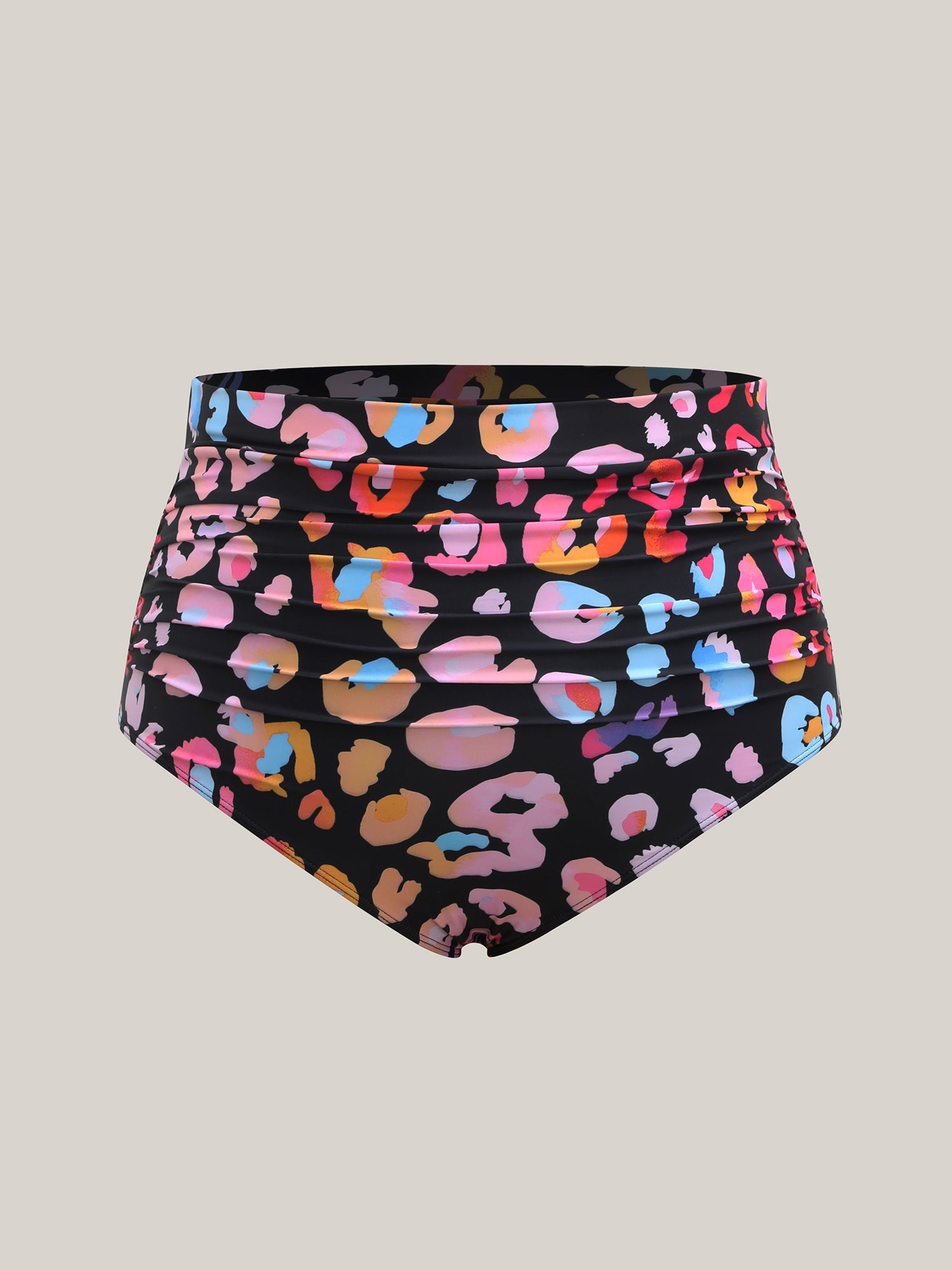 Leopard Print Ruched Tight-Fit Bikini Bottoms