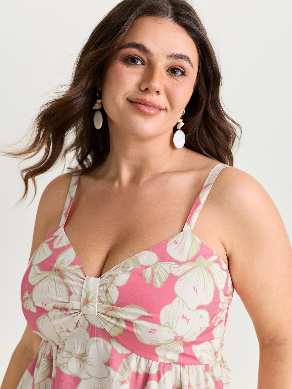 Floral Print Shirred Bodice Tank Top