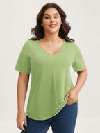 Cotton V Neck Plain Basic T-shirt