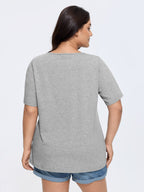 Cotton V Neck Plain Basic T-shirt