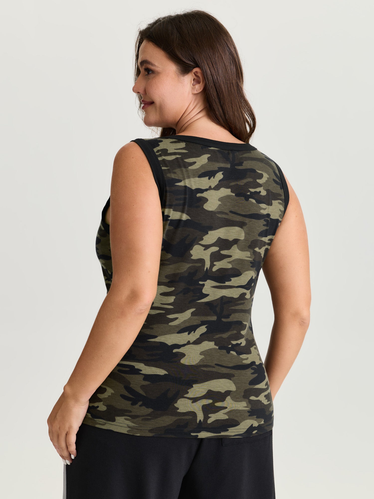Stretchy Camouflage Print Tank Top