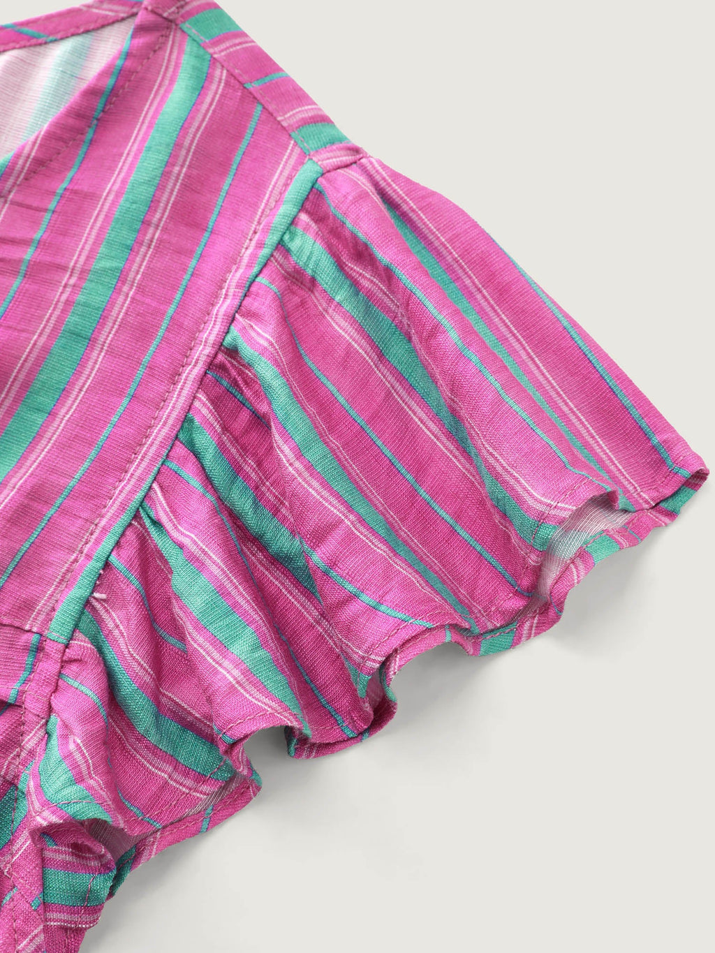 Colorful Striped Print Flutter Sleeve Blouse