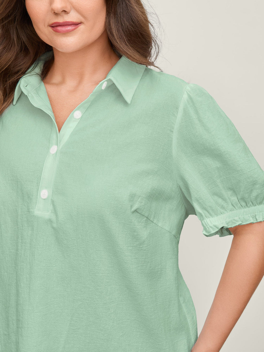 Pure Cotton Ruffled Puffy Sleeve Blouse