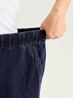 Elastic Drawstring Waistband Wide-Leg Jeans