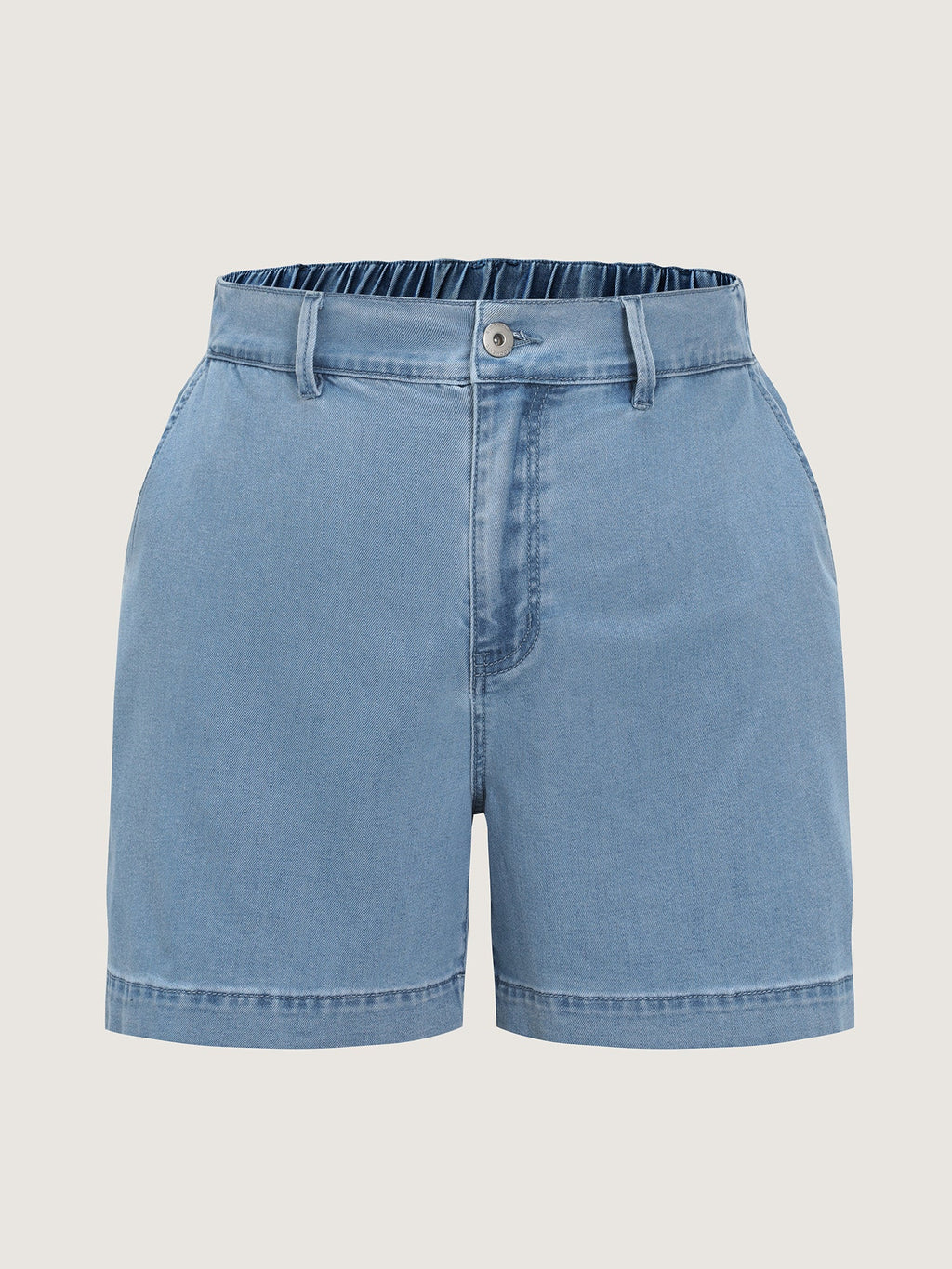 Light Washed Pockets Wide Leg Denim Shorts