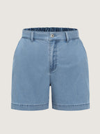 Light Washed Pockets Wide Leg Denim Shorts