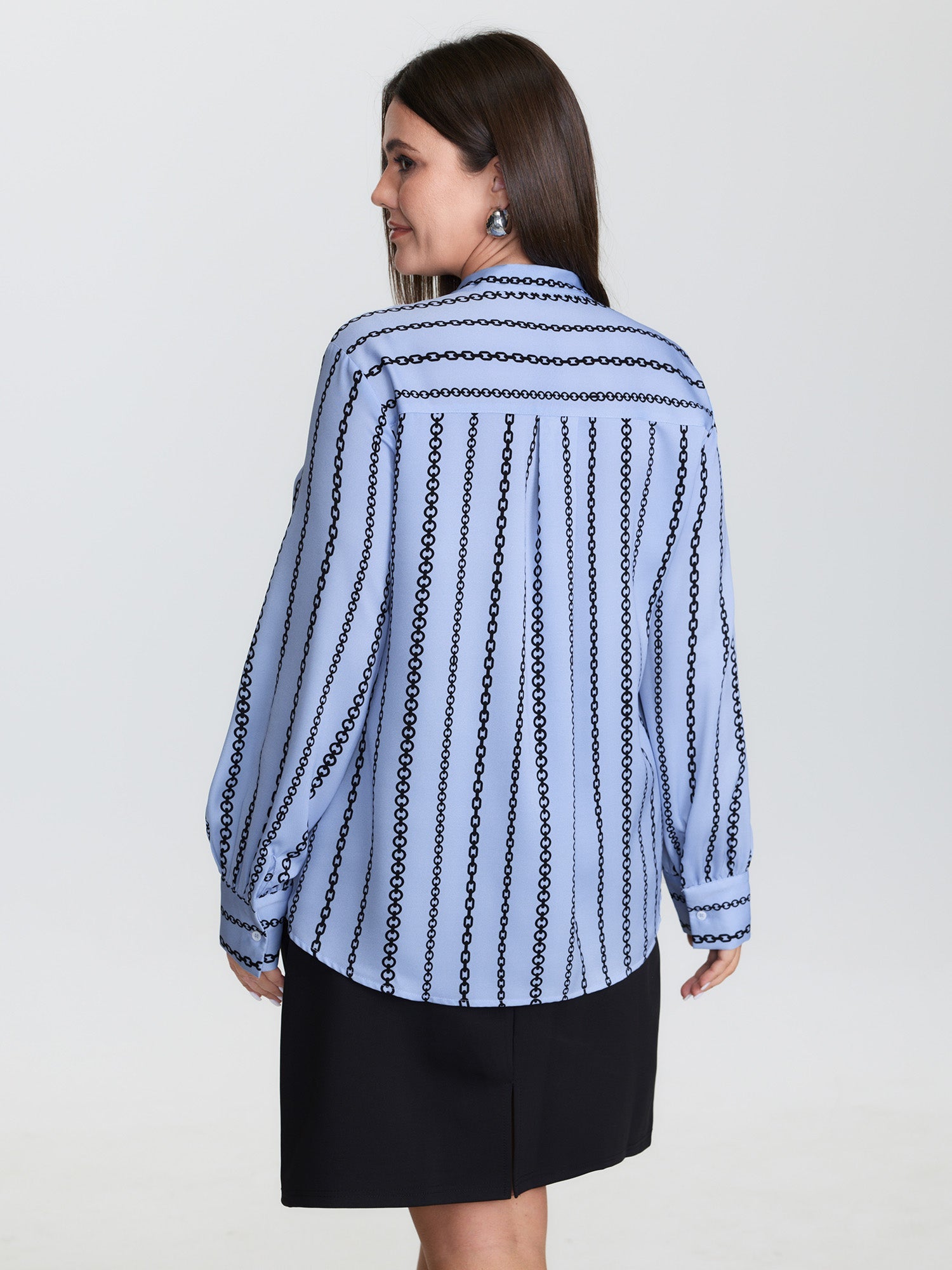 Loop Striped Bow-Tie Neckline Blouse