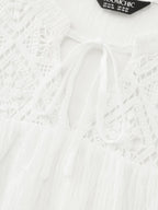 Cotton Textured Neckline Flutter Sleeve Blouse