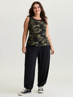 Stretchy Camouflage Print Tank Top