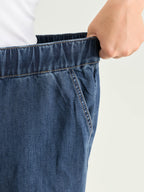 Elastic Drawstring Waistband Wide-Leg Jeans