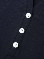 Solid Split Neck Button Detail T-Shirt