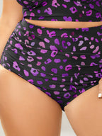 Leopard Print Ruched Tight-Fit Bikini Bottoms