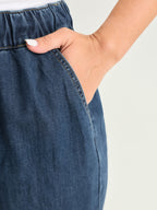 Elastic Drawstring Waistband Wide-Leg Jeans