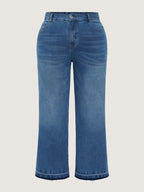 Stretchy Back Elastic Waist Wide Leg Jeans