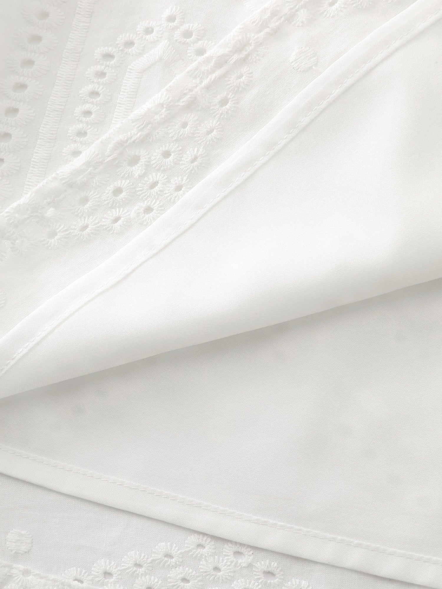 Cotton Cut-Out Lotus Leaf Neckline Blouse