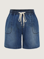 Pull-On Elastic Waist Denim Shorts