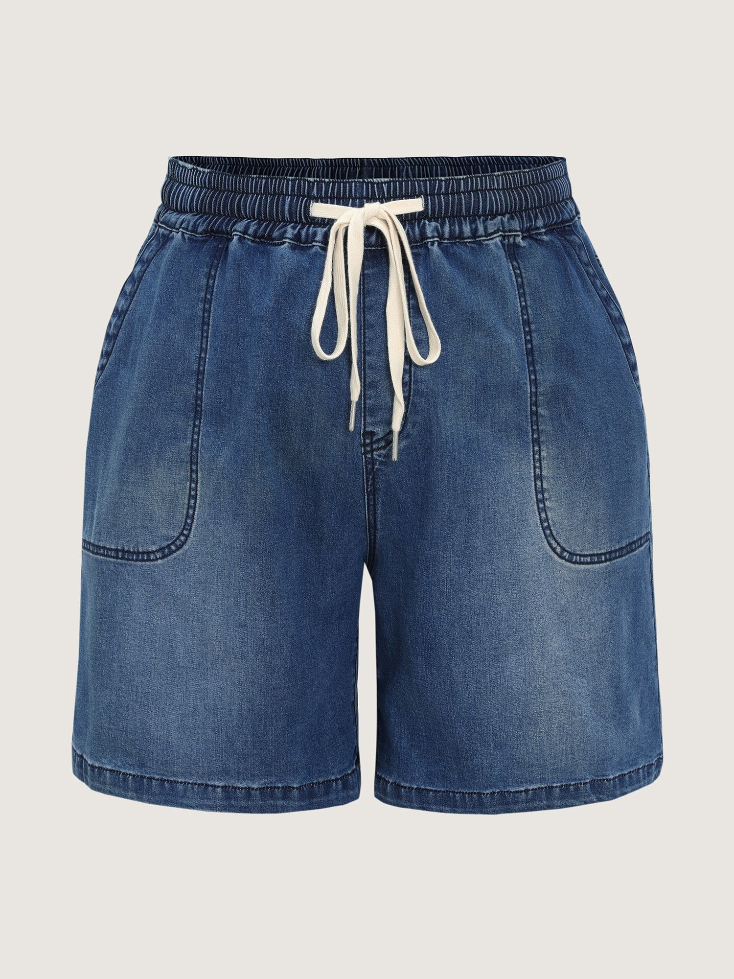 Pull-On Elastic Waist Denim Shorts