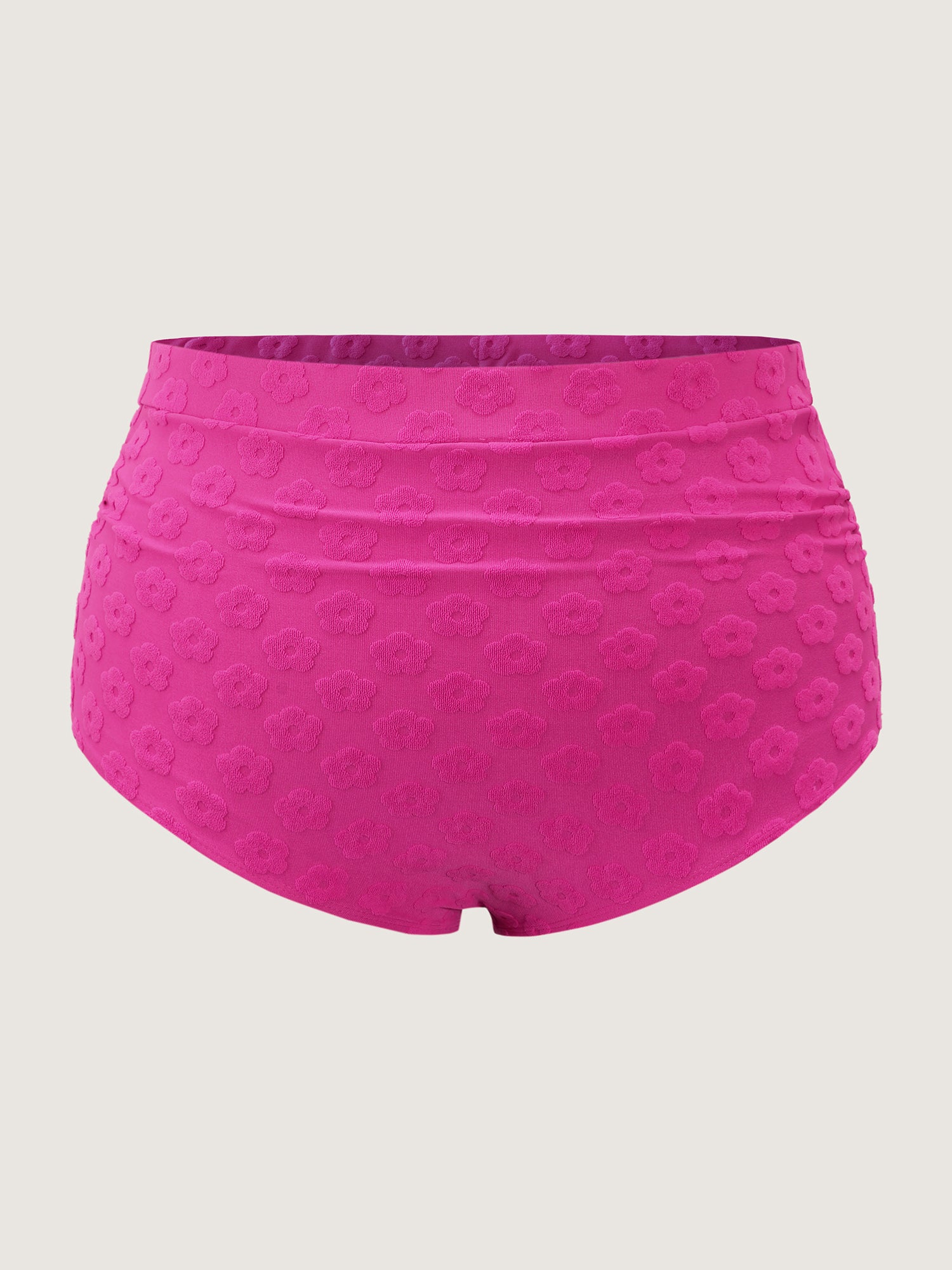 Textured Ruched High-Waisted Bikini Bottoms