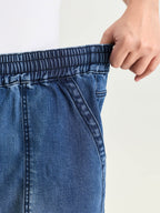 Pull-On Elastic Waist Denim Shorts