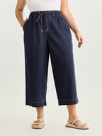 Elastic Drawstring Waistband Wide-Leg Jeans