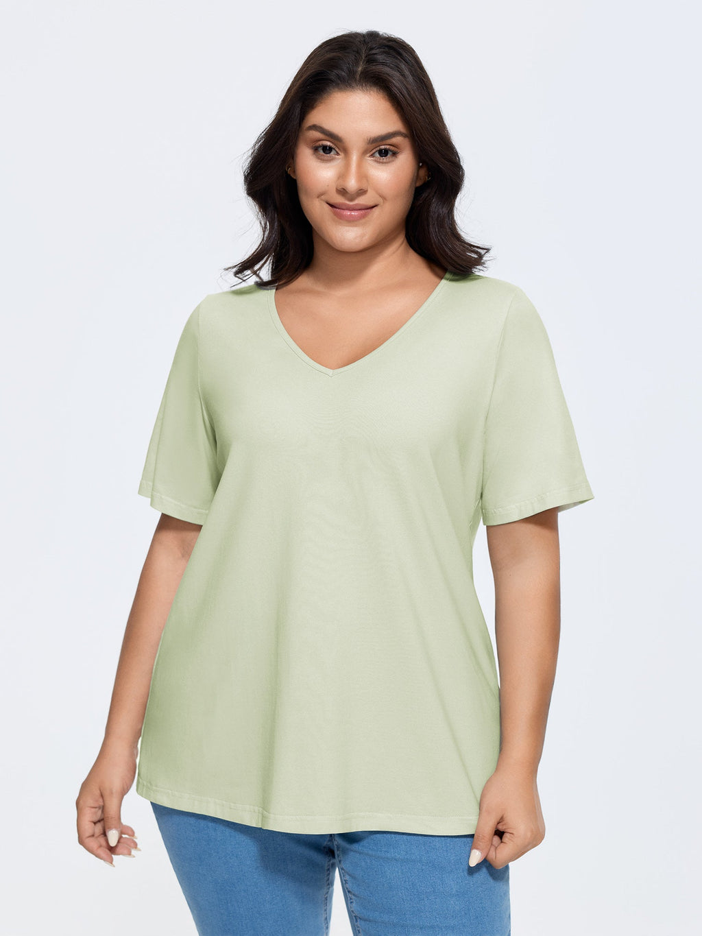 Cotton V Neck Plain Basic T-shirt