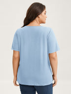 Cotton V Neck Plain Basic T-shirt