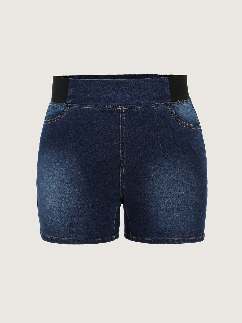 Wide Elastic Waistband Denim Shorts
