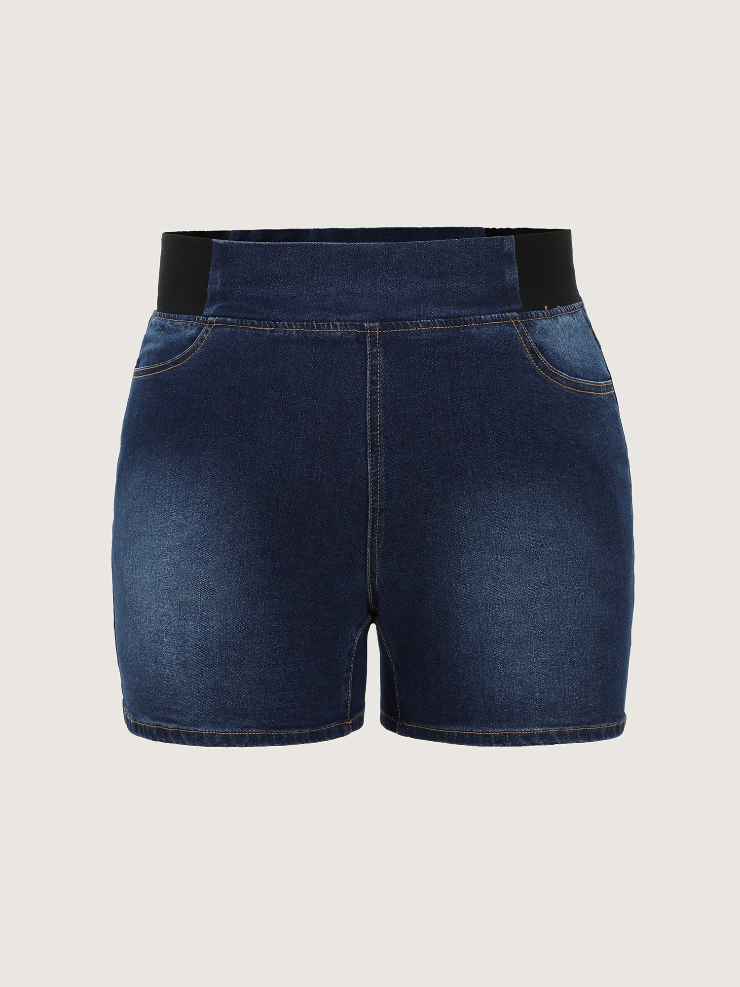 Wide Elastic Waistband Denim Shorts