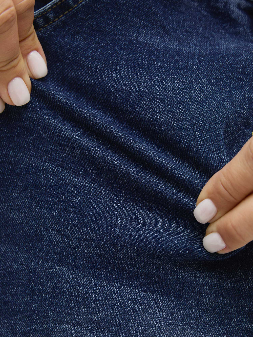 Pull-On Folded Hem High-Rise Denim Shorts
